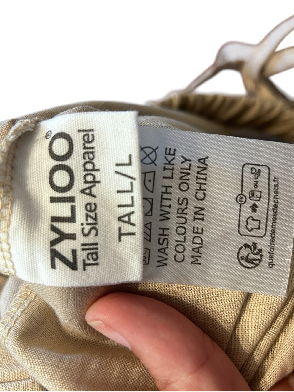 Linen Blend Woman’s Size Large/Tall Relaxed Wide-Leg Drawstring Pants in Sand - Picture 4 of 7